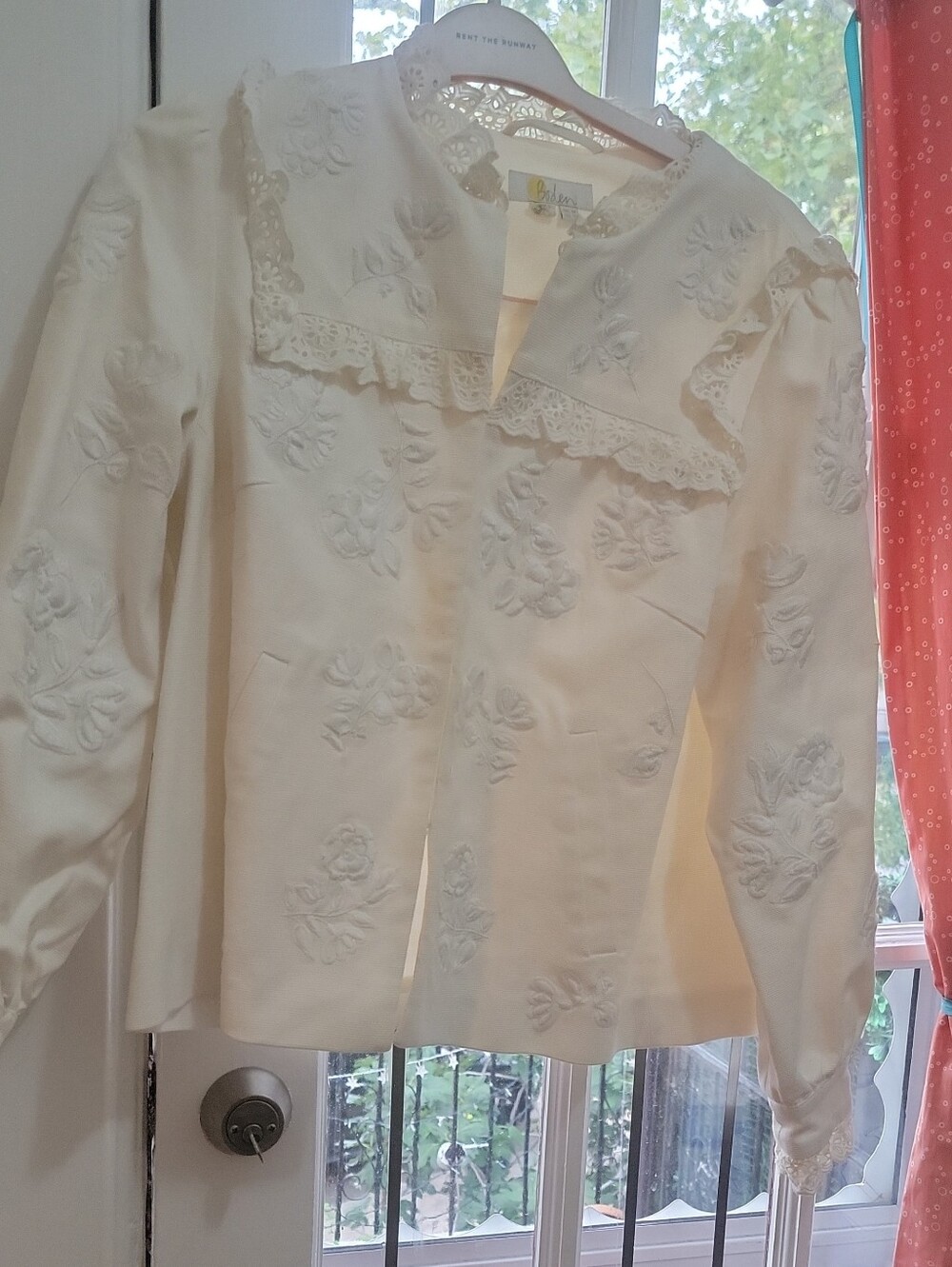 Boden Cream Embroidered Lace-Collar Jacket